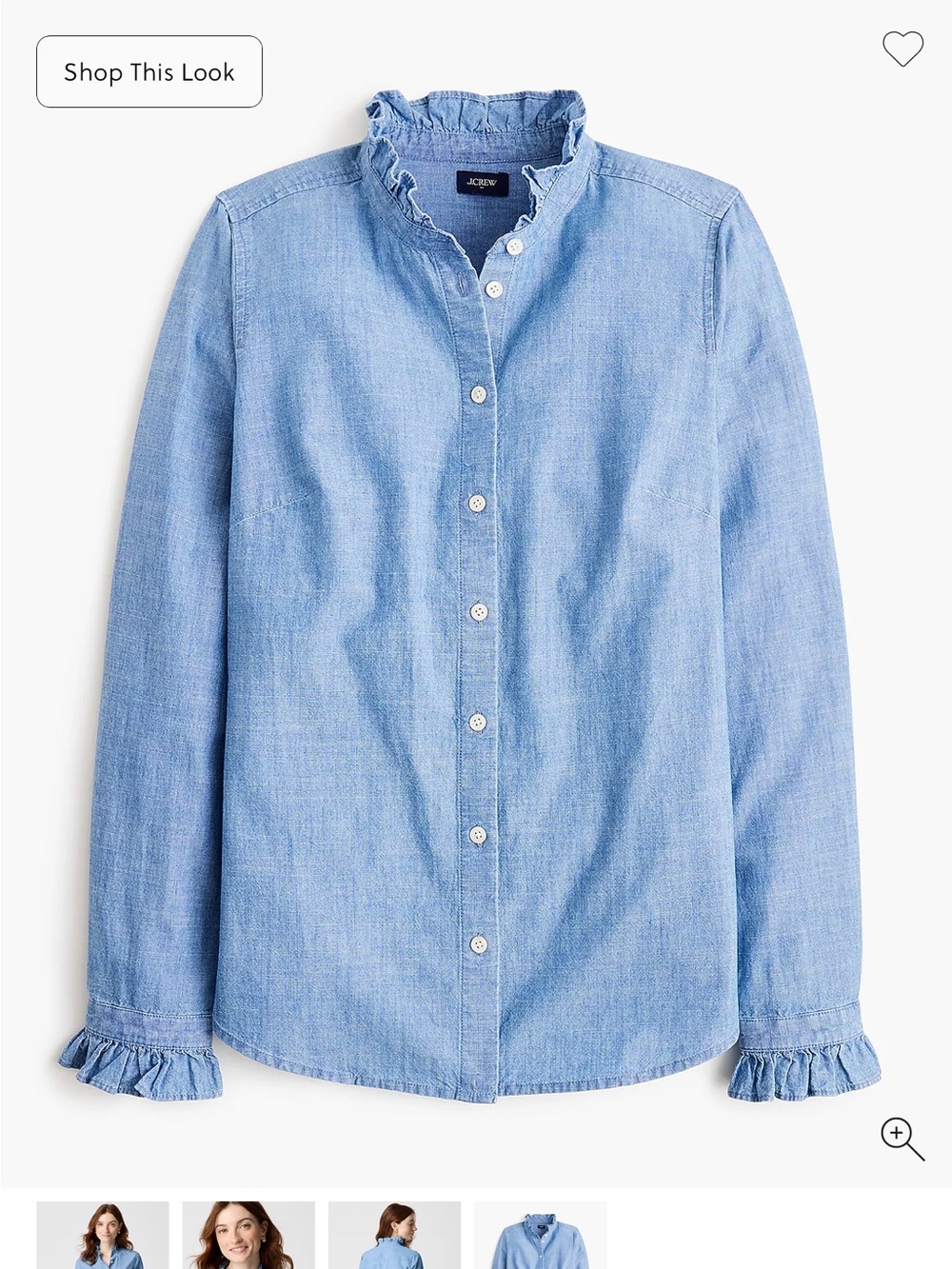 J. Crew Chambray ruffle button-down top